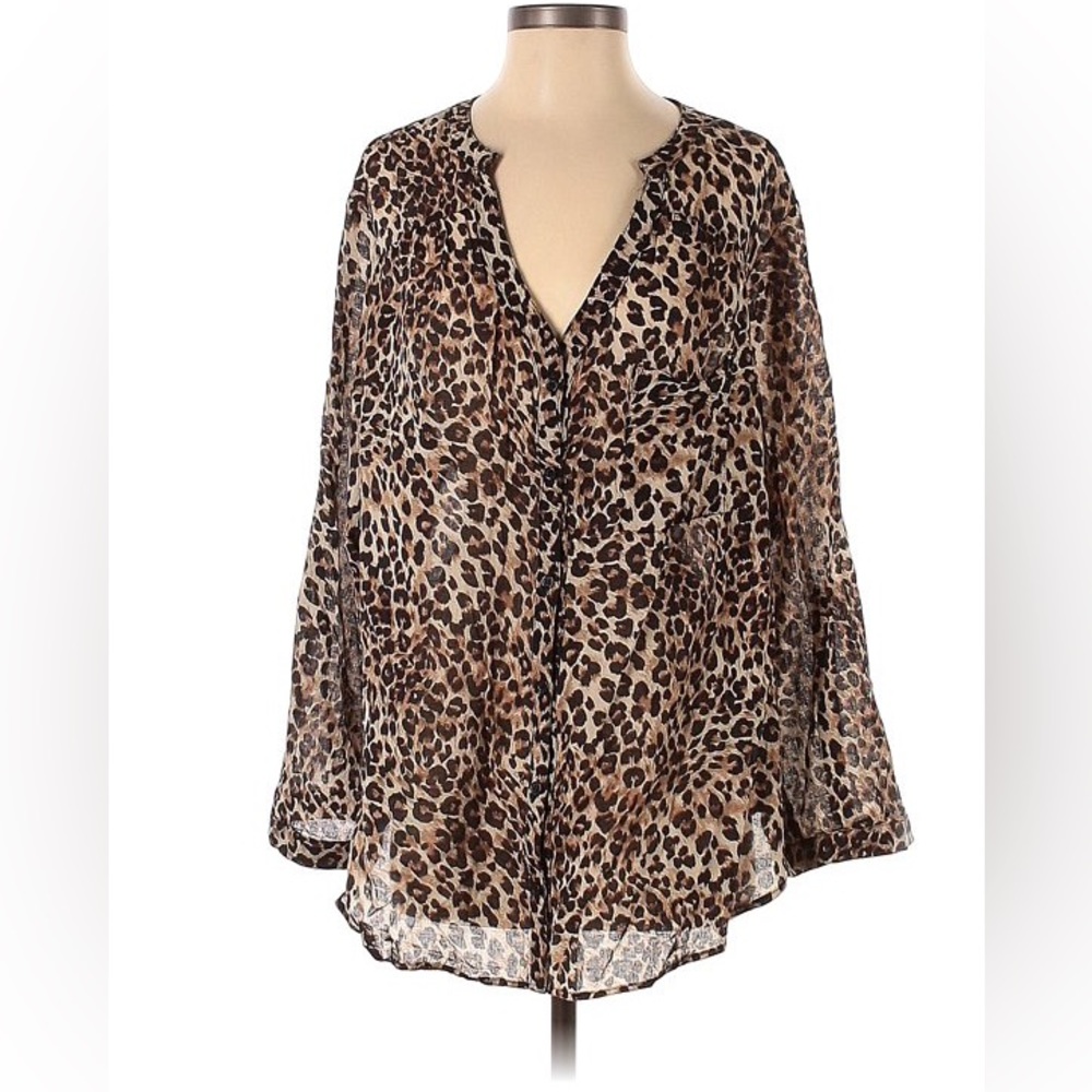 Target Pure Energy Leopard Button Blouse